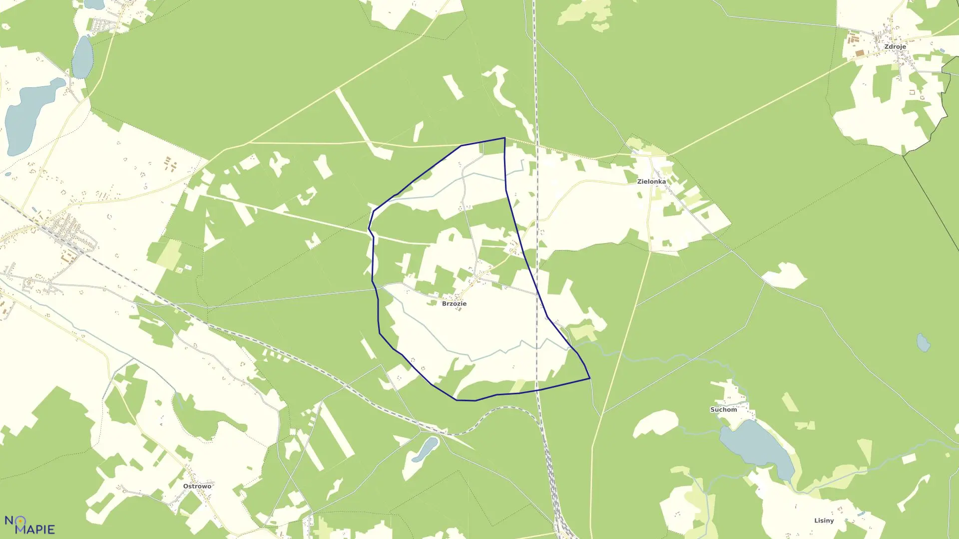 Mapa obrębu Brzozie w gminie Cekcyn