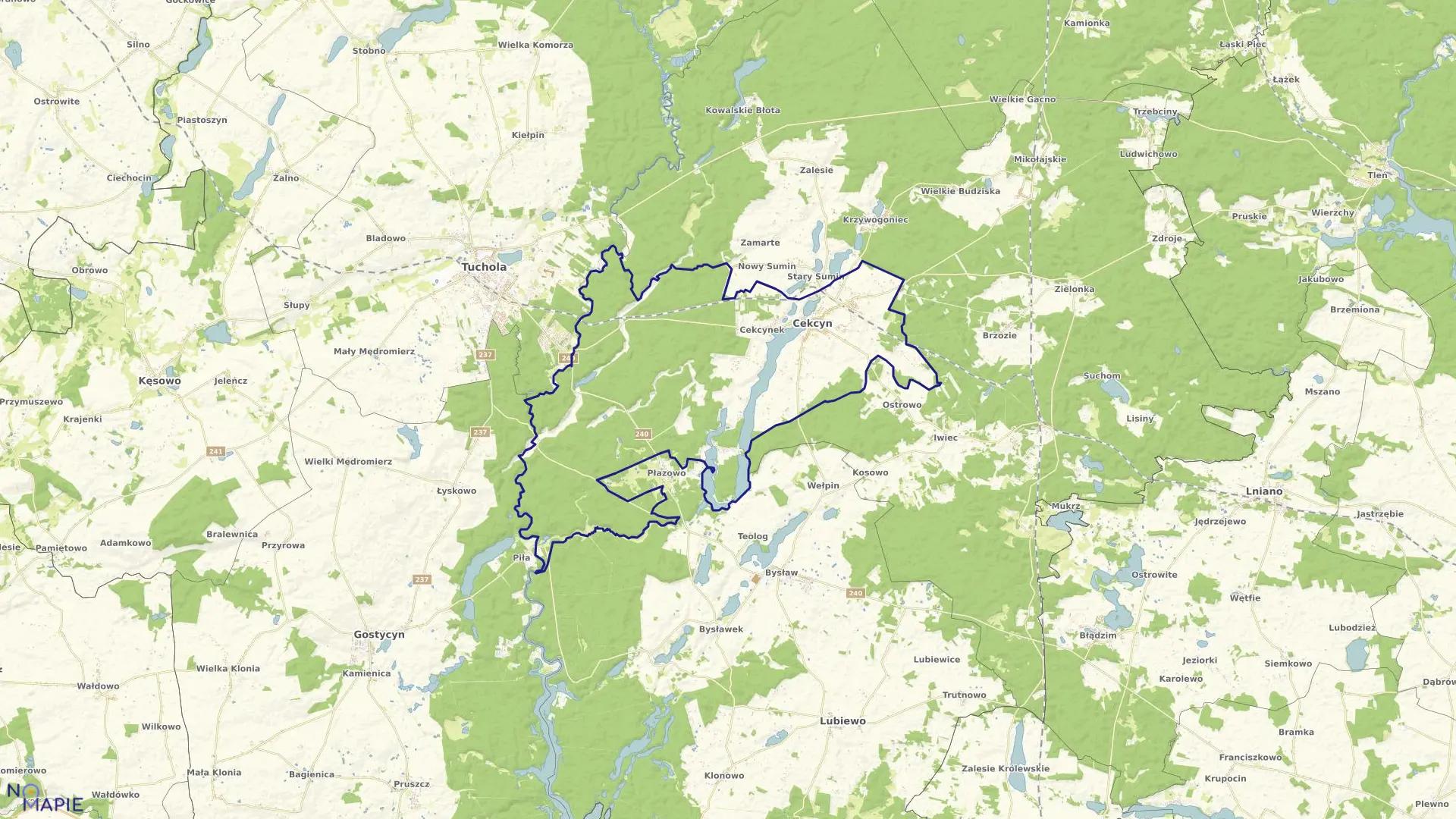 Mapa obrębu Cekcyn w gminie Cekcyn