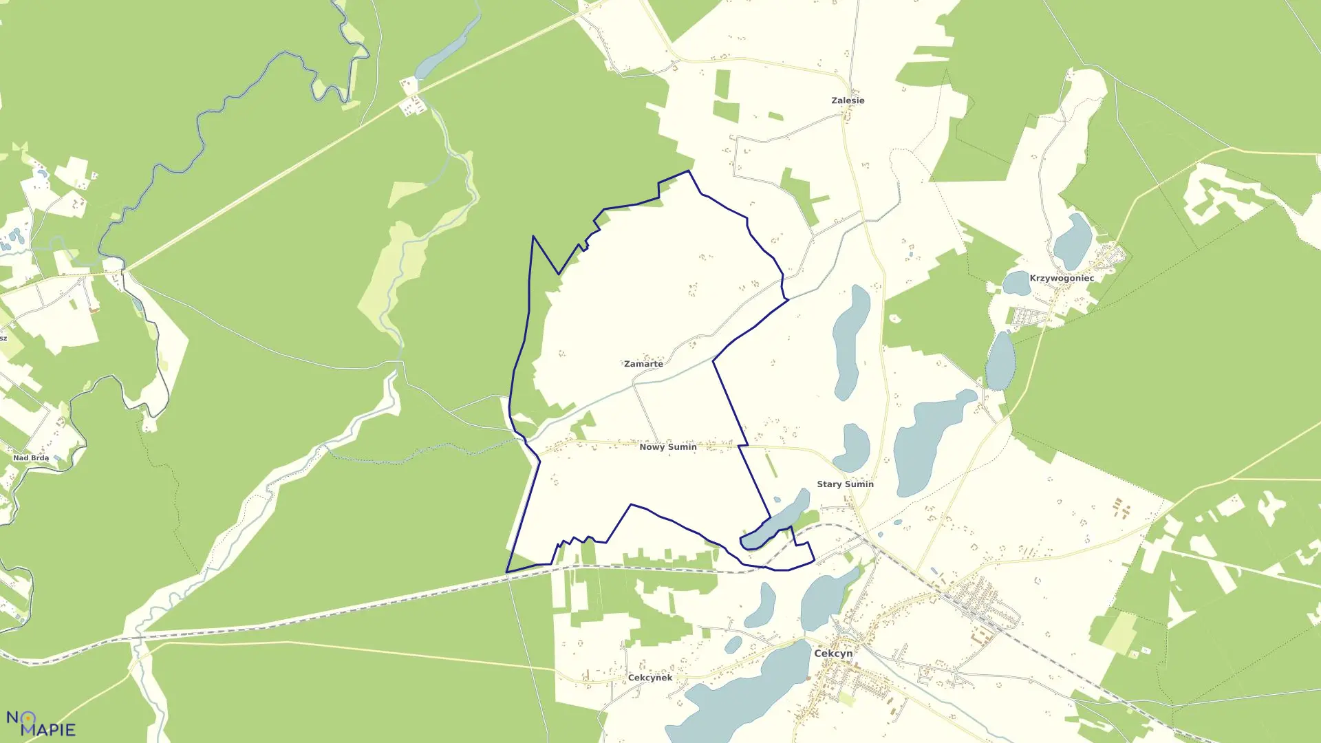 Mapa obrębu Nowy Sumin w gminie Cekcyn