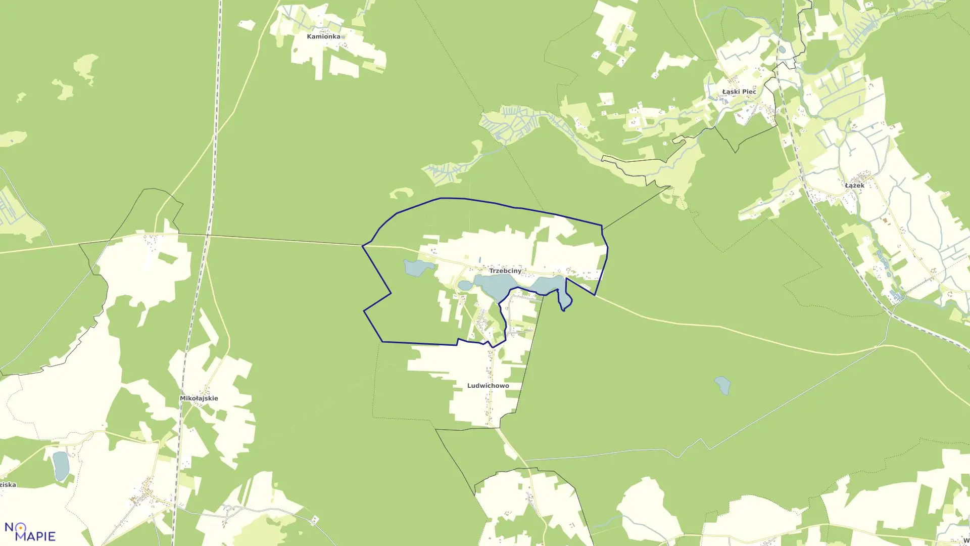 Mapa obrębu Trzebciny w gminie Cekcyn